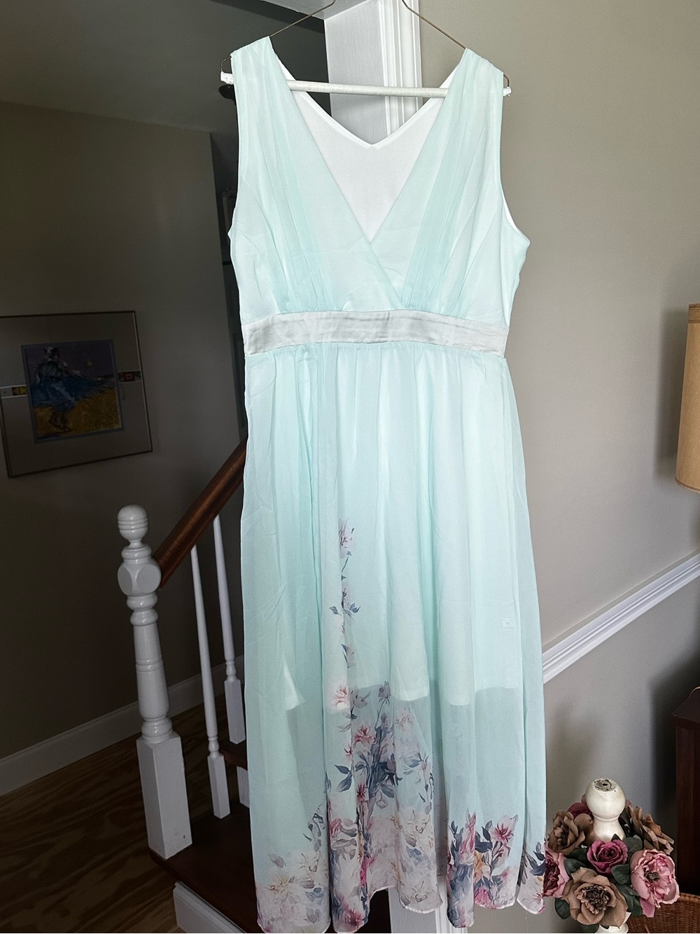 Women’s light teal guest wedding dress